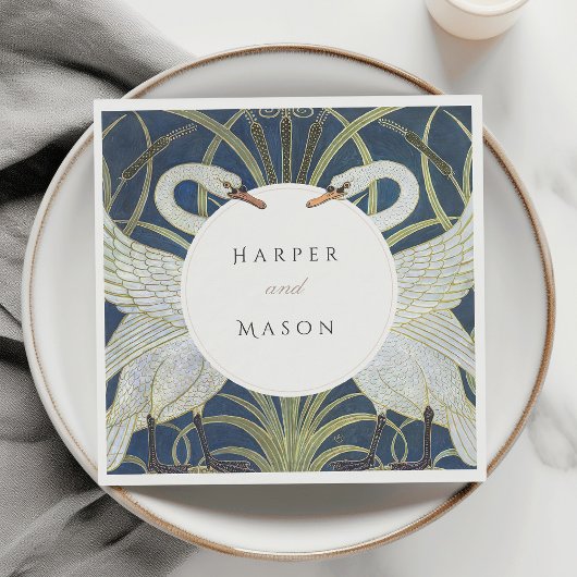 ヴィンテージスワンラヴ結婚ズ スタンダードランチョンナプキン