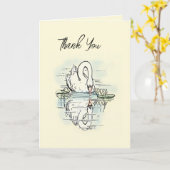 ヴィンテージスワン反射着色サンキューカード カード (黄色い花)