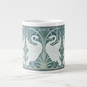 ヴィンテージスワン、ラッシュとアイリスby W. Crane ジャンボコーヒーマグカップ (正面)