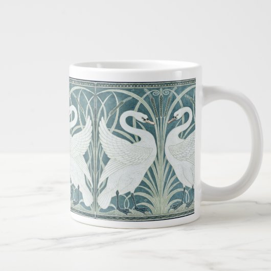ヴィンテージスワン、ラッシュとアイリスby W. Crane ジャンボコーヒーマグカップ (右)