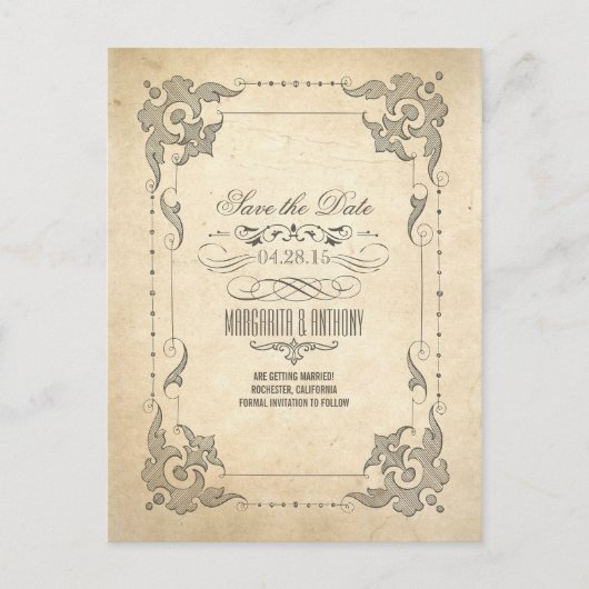 ヴィンテージスワーフレーム古い日付ポストカードを保存 案内ポストカード (正面)
