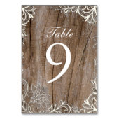 ヴィンテージスワール納屋の木のレースの国の結婚式 テーブルナンバー (裏面)