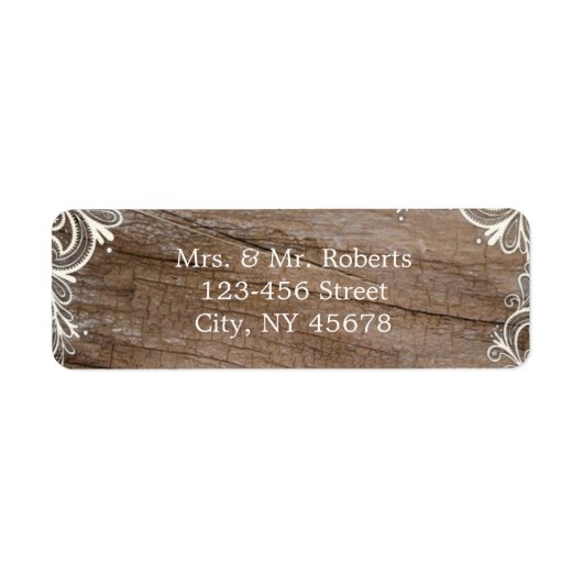 ヴィンテージスワール納屋の木のレースの国の結婚式 ラベル (正面)