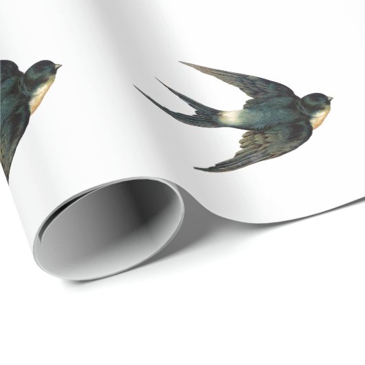 ヴィンテージスワ飛んでいるローバー描写ドアンティークズアート ラッピングペーパー (ロールコーナー)