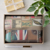 ヴィンテージスーツケースフロントとトラベルシール 薄葉紙 (ギフト)