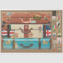 ヴィンテージスーツケースフロントとトラベルシール