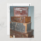 ヴィンテージスーツケース – 荷物のスタック ポストカード (正面/裏面)