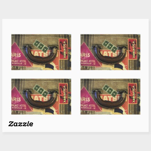 ヴィンテージスーツケース 長方形シール (シート)