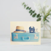 ヴィンテージスーツケー空白のスはがき ポストカード (スタンド正面)