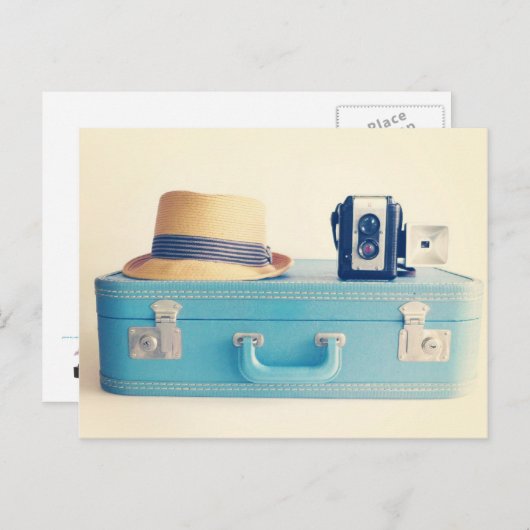 ヴィンテージスーツケー空白のスはがき ポストカード (正面/裏面)