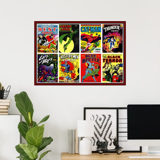 ヴィンテージスーパーヒーローズ漫画書編集 ポスター (ホームオフィス)