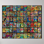 ヴィンテージスーパーヒーロー漫画図書収集パターン3 ポスター (正面)