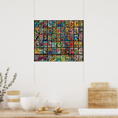 ヴィンテージスーパーヒーロー漫画図書収集パターン3 ポスター (キッチン)