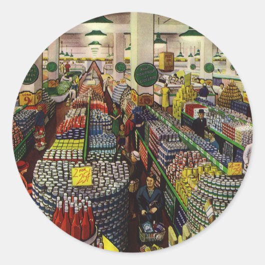 ヴィンテージスーパー、食品および飲料 ラウンドシール (正面)
