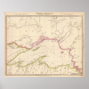 ヴィンテージスーペリア湖の地図(1832) ポスター