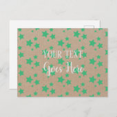 ヴィンテージス素朴ターズパターンクラフト紙グリーン ポストカード (正面/裏面)