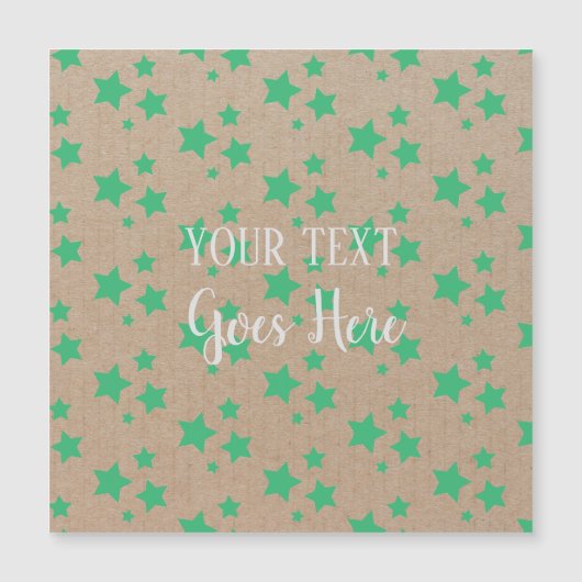 ヴィンテージス素朴ターズパターンクラフト紙グリーン マグネット招待状 (正面)