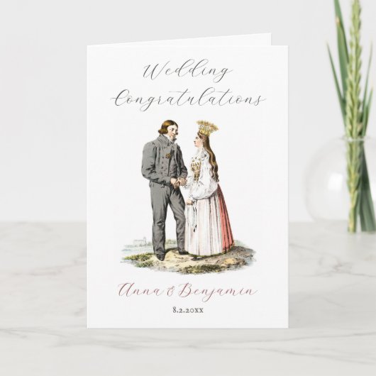 ヴィンテージス結婚ウェーデンフォーク夫婦祝賀 カード (正面)