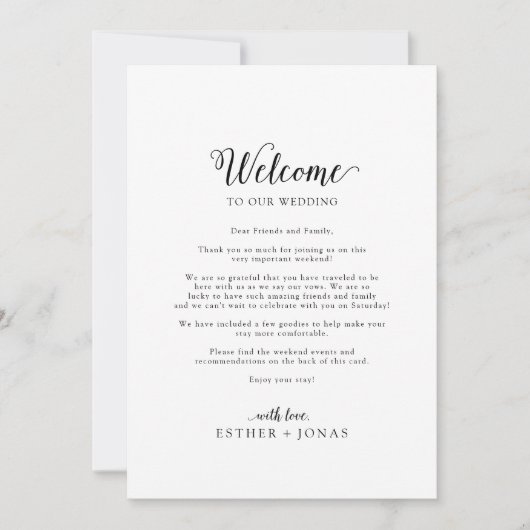 ヴィンテージス結婚クリプトのウェルカムレター&旅程 (正面)