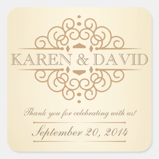 ヴィンテージス結婚クロールの感謝状 スクエアシール (正面)
