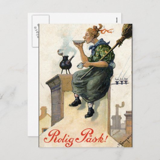 ヴィンテージス絵画ウェーデンイースターのカード シーズンポストカード (正面/裏面)