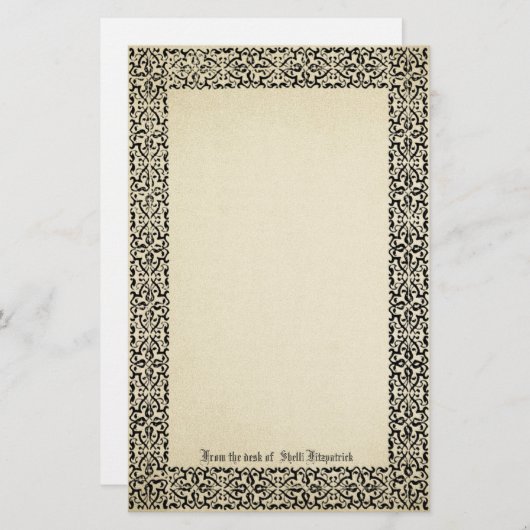 ヴィンテージス縁どローの配パーソナライズされた置 便箋 (正面/裏面)