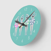 ヴィンテージス芸術的イミング泳ぐ人スイムリングや輪プール  ラウンド壁時計 (傾斜)