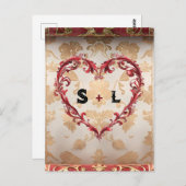 ヴィンテージス華美クロールとハートバレンタインデー ポストカード (正面/裏面)