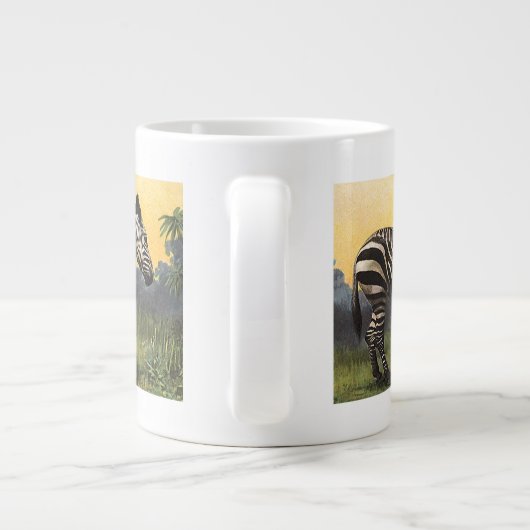 ヴィンテージズブラ,アフリカのサバンナ,野生動物 ジャンボコーヒーマグカップ (裏面)