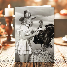 ヴィンテージセクシーピンナップピルグリムトルコ感謝祭 シーズンカード