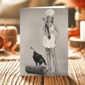 ヴィンテージセクシー·ピンナップ·シェフ·マスケット銃トルコ感謝祭 シーズンカード