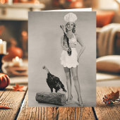 ヴィンテージセクシー·ピンナップ·シェフ·マスケット銃トルコ感謝祭 シーズンカード