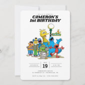 ヴィンテージセサミストリートキャラクター1st誕生日 招待状 (正面)