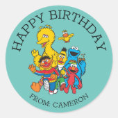 ヴィンテージセサミストリート |ハッピーバースデーギフトラベル ラウンドシール (正面)