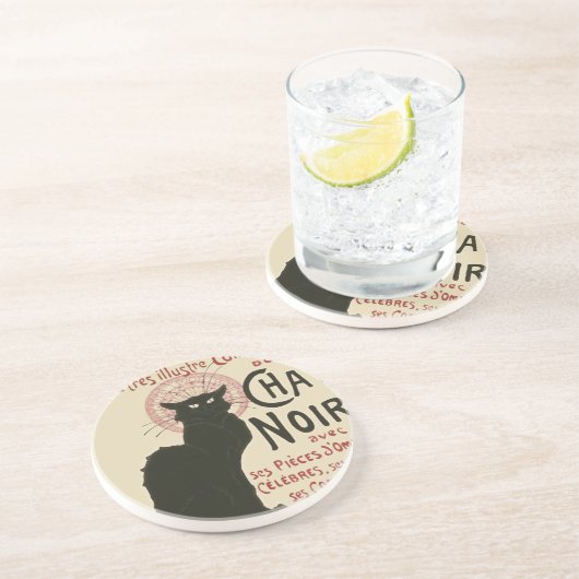 ヴィンテージセソワールチャットノワールのポスター コースター (側面)