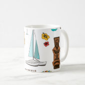ヴィンテージセットアイコンとハワイアンのパターン コーヒーマグカップ (正面右)