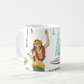 ヴィンテージセットアイコンとハワイアンのパターン コーヒーマグカップ (正面左)