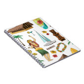 ヴィンテージセットアイコンとハワイアンのパターン ノートブック (右側)