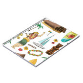 ヴィンテージセットアイコンとハワイアンのパターン ノートブック (左側)