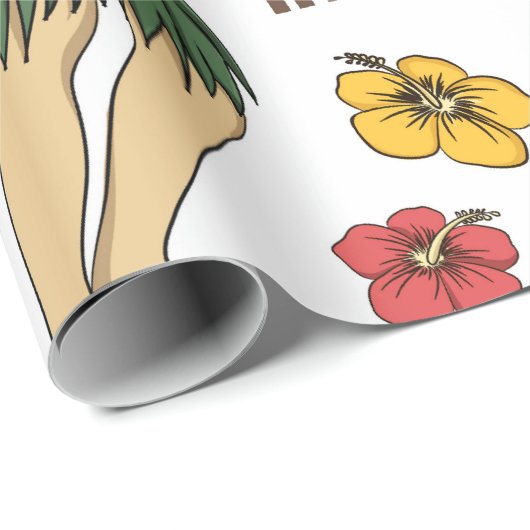 ヴィンテージセットアイコンとハワイアンのパターン ラッピングペーパー (ロールコーナー)