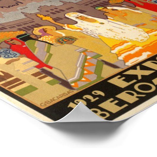 ヴィンテージセビリア・スペイン万博1919ポスター ポスター (角)