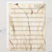 ヴィンテージセピアしわ空白ののある楽譜10ステーブ (正面/裏面)