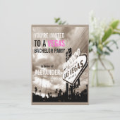 ヴィンテージセピアのラスベガス モダン独身パーティー 招待状 (スタンド正面)