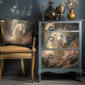 ヴィンテージセピアの森のユニコーンのおとぎ話の城のアート クッション