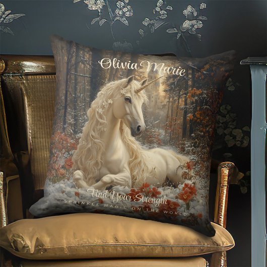 ヴィンテージセピアの森のユニコーン城の絵本ポニー クッション