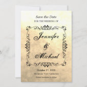 ヴィンテージセピアの結婚式の古典的なお知らせ セーブザデート (正面)