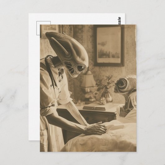 ヴィンテージセピアエイリアン ポストカード (正面/裏面)