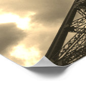 ヴィンテージセピアエッフェルタワーパリロマンティックラブ ポスター (角)