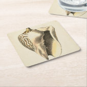 ヴィンテージセピアコンチシェル スクエアペーパーコースター (アングル)