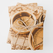 ヴィンテージセピアコンパスマップのデカップデコページング ラッピングペーパーシート (インサイチュ)